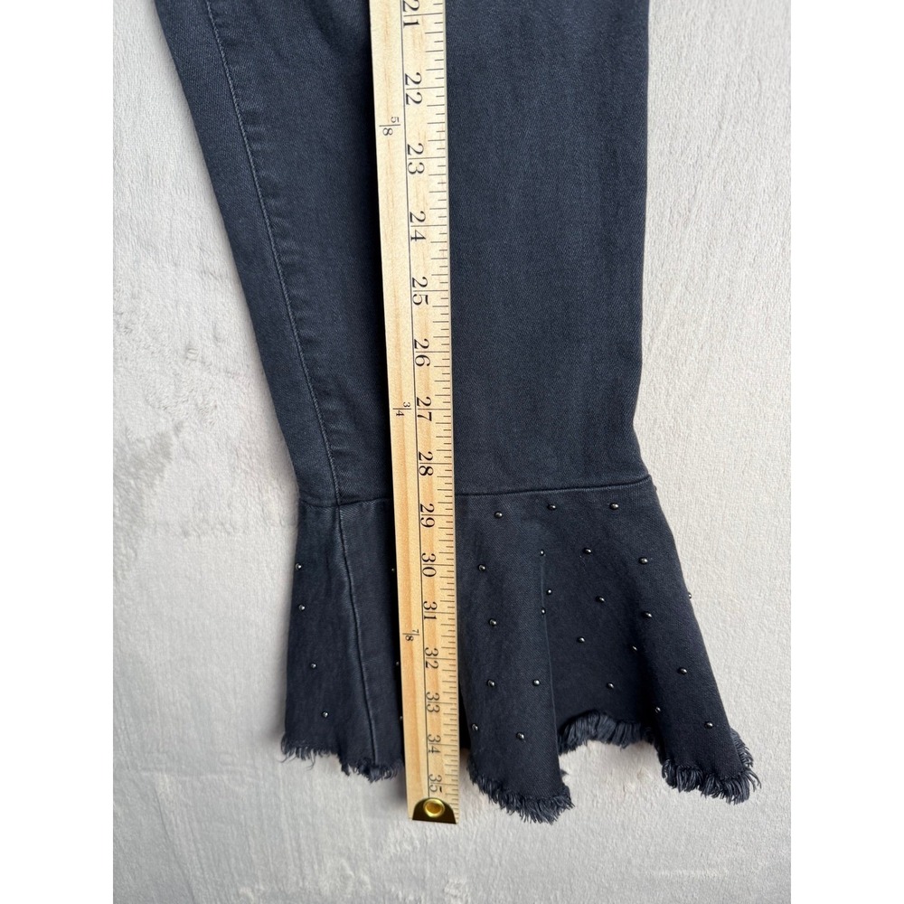 Pilcro Jeans Women 30 Black Excellent Studded Ruffle Hem Crop Anthropologie - Picture 7 of 9